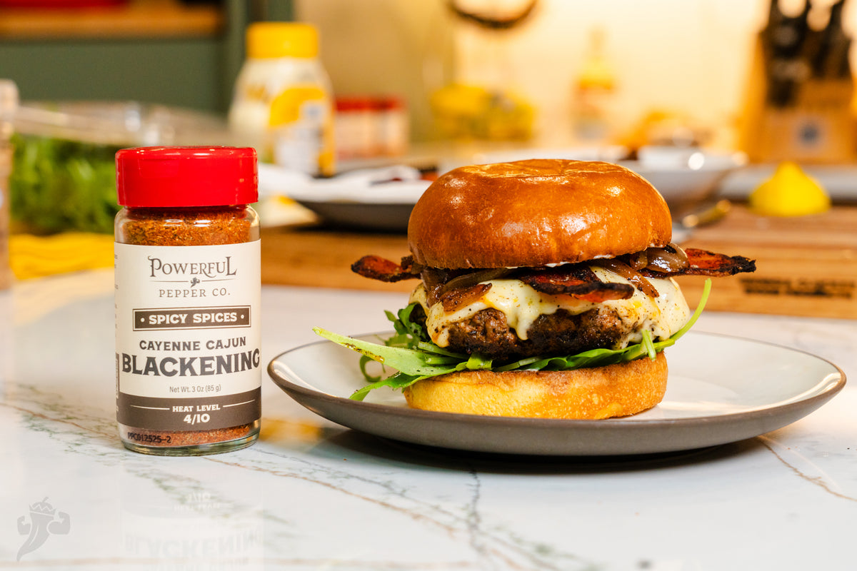 Spicy Blackened Cajun Burger – Powerful Pepper Company