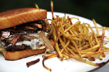 Spicy Chipotle Black Bean Burger with fries on a plate
