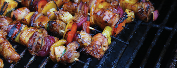 Hawaiian Peppered Teriyaki Chicken Skewers