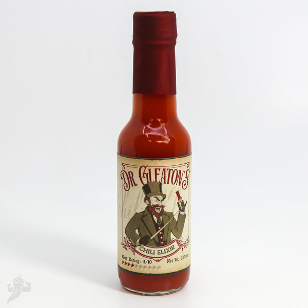Dr. Gleaton's Chili Elixir Barrel Aged Hot Sauce.